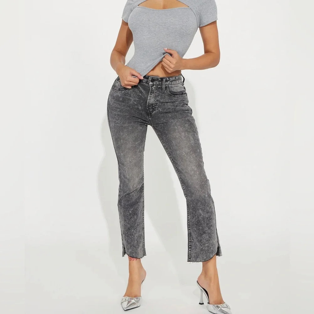 New Grey Stretch Cropped Jeans Sz 5
